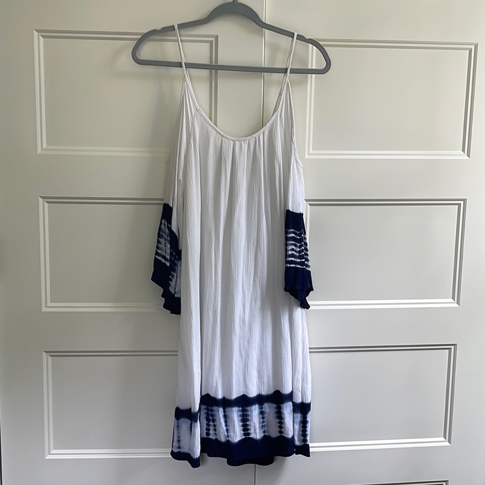 Navy & White Tie Die Dress PPLA Size M white Sun Dress